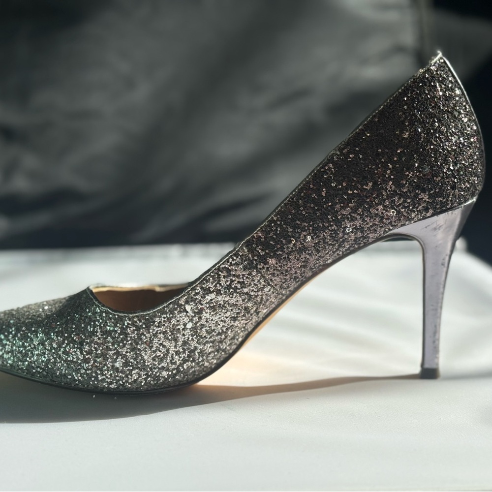 Nina Shoes Sparkling Silver and Black Glitter Pumps Size 9.5 - Picture 5 of 6